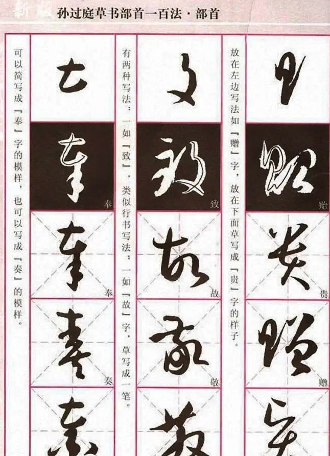 历代名家字帖《孙过庭草书部首一百法》 | 软笔草书字帖