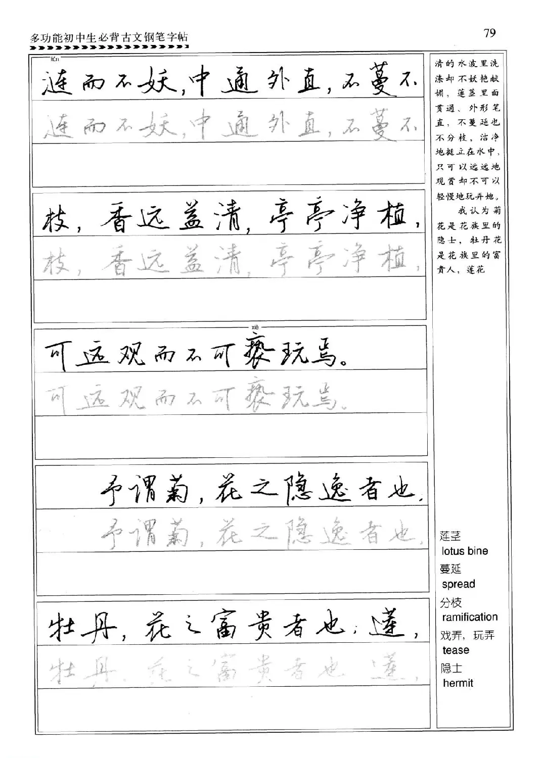 任平钢笔行书字帖《初中生必背古文》 | 硬笔书法字帖