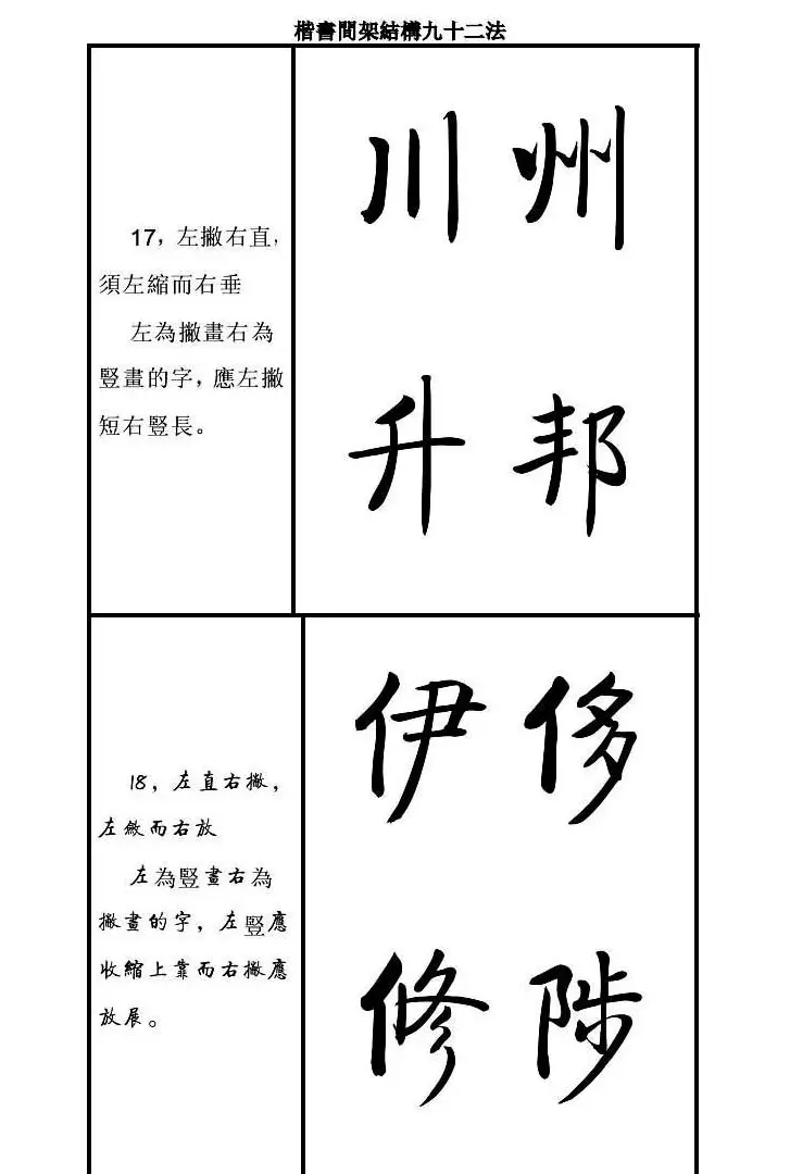 启功字帖楷书间架结构九十二法 | 毛笔楷书字帖