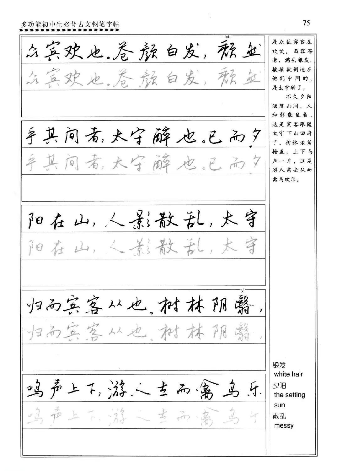 任平钢笔行书字帖《初中生必背古文》 | 硬笔书法字帖