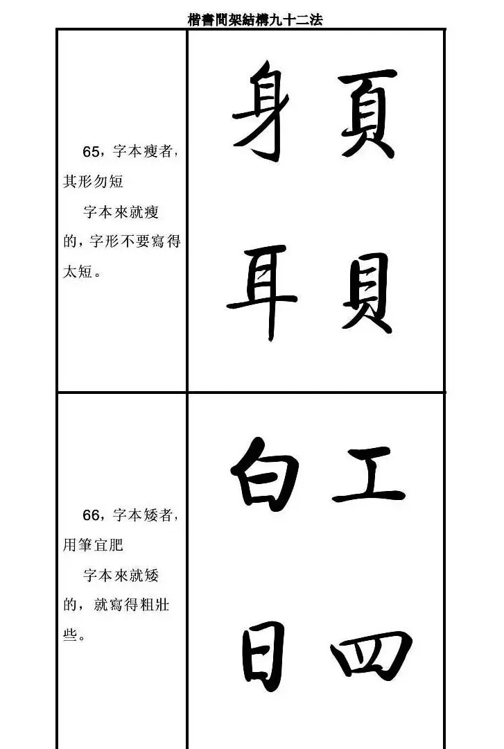 启功字帖楷书间架结构九十二法 | 毛笔楷书字帖