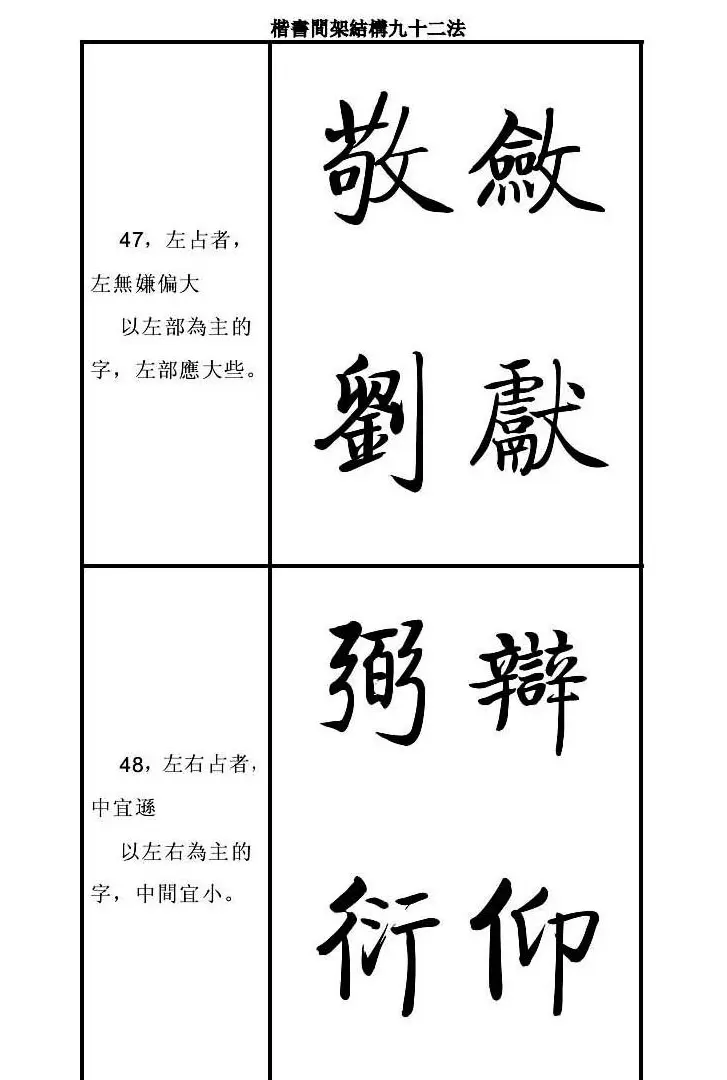 启功字帖楷书间架结构九十二法 | 毛笔楷书字帖