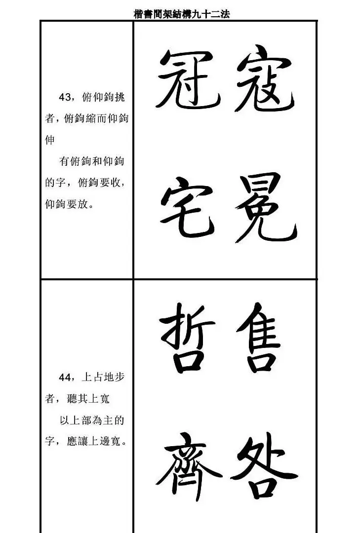 启功字帖楷书间架结构九十二法 | 毛笔楷书字帖