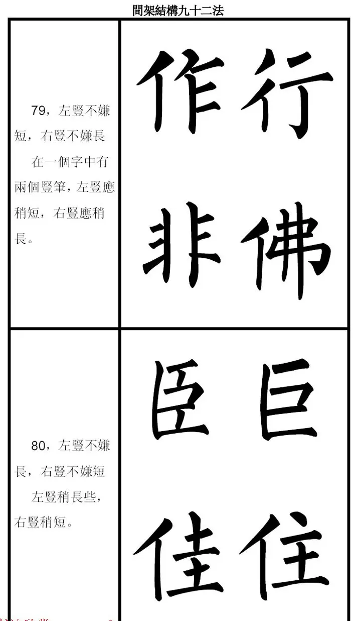 柳体字帖《柳公权楷书间架结构九十二法》 | 软笔楷书字帖
