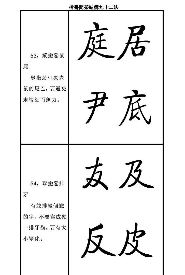 启功字帖楷书间架结构九十二法 | 毛笔楷书字帖