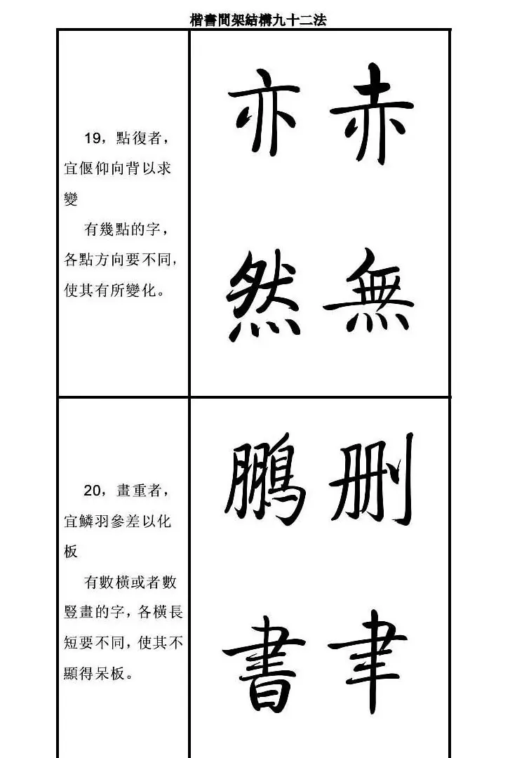 启功字帖楷书间架结构九十二法 | 毛笔楷书字帖