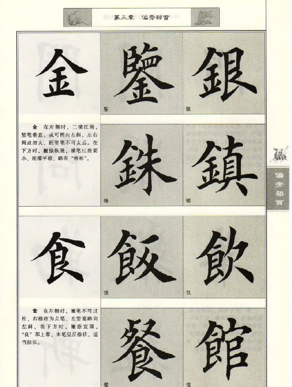 田英章毛笔楷书入门教程--偏旁部首 | 软笔楷书字帖
