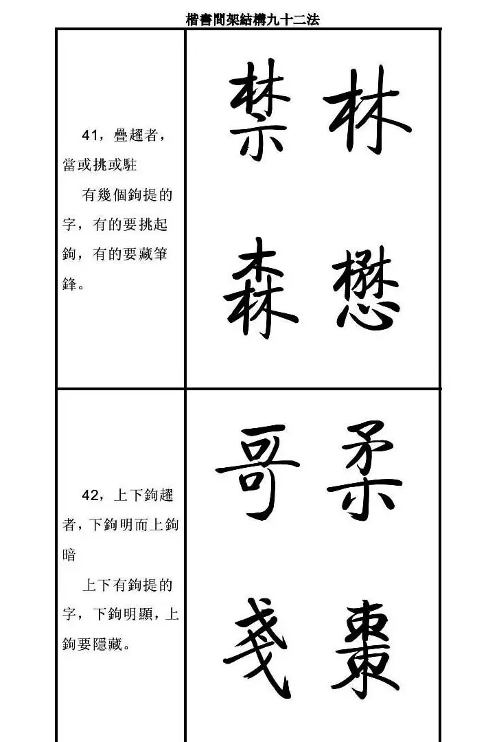 启功字帖楷书间架结构九十二法 | 毛笔楷书字帖