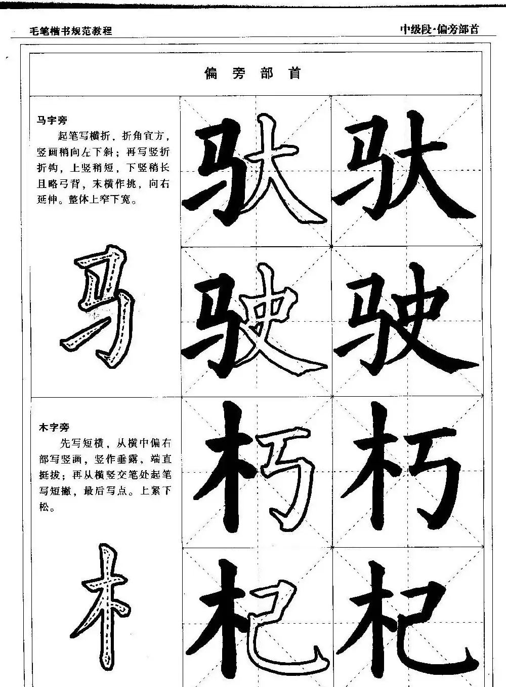 书法段位评比指导教材《毛笔楷书实用教程-偏旁部首》 | 软笔楷书字帖