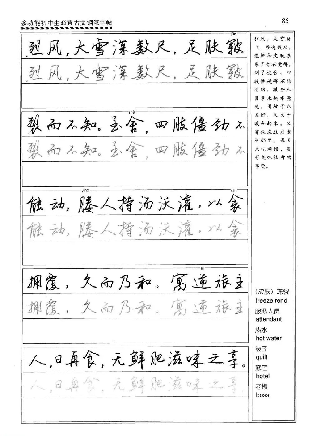 任平钢笔行书字帖《初中生必背古文》 | 硬笔书法字帖