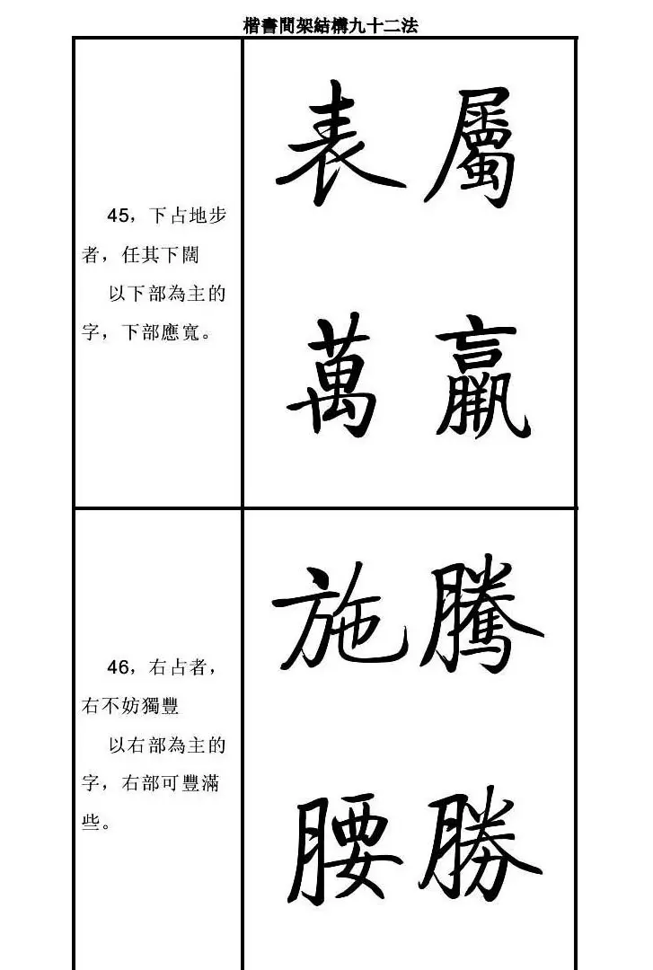 启功字帖楷书间架结构九十二法 | 毛笔楷书字帖