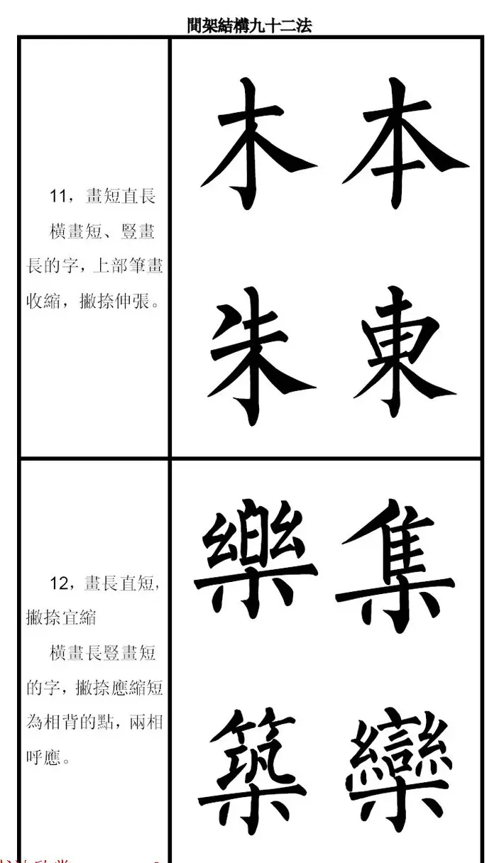 柳体字帖《柳公权楷书间架结构九十二法》 | 软笔楷书字帖