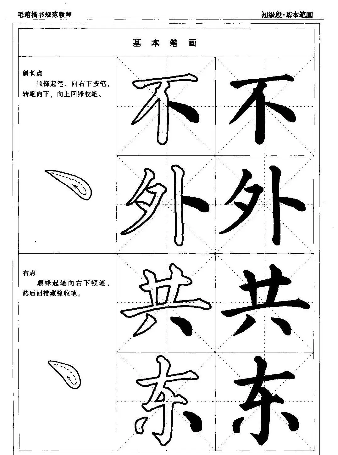 海南版精品字帖《毛笔楷书实用教程-楷书笔画》 | 毛笔楷书字帖