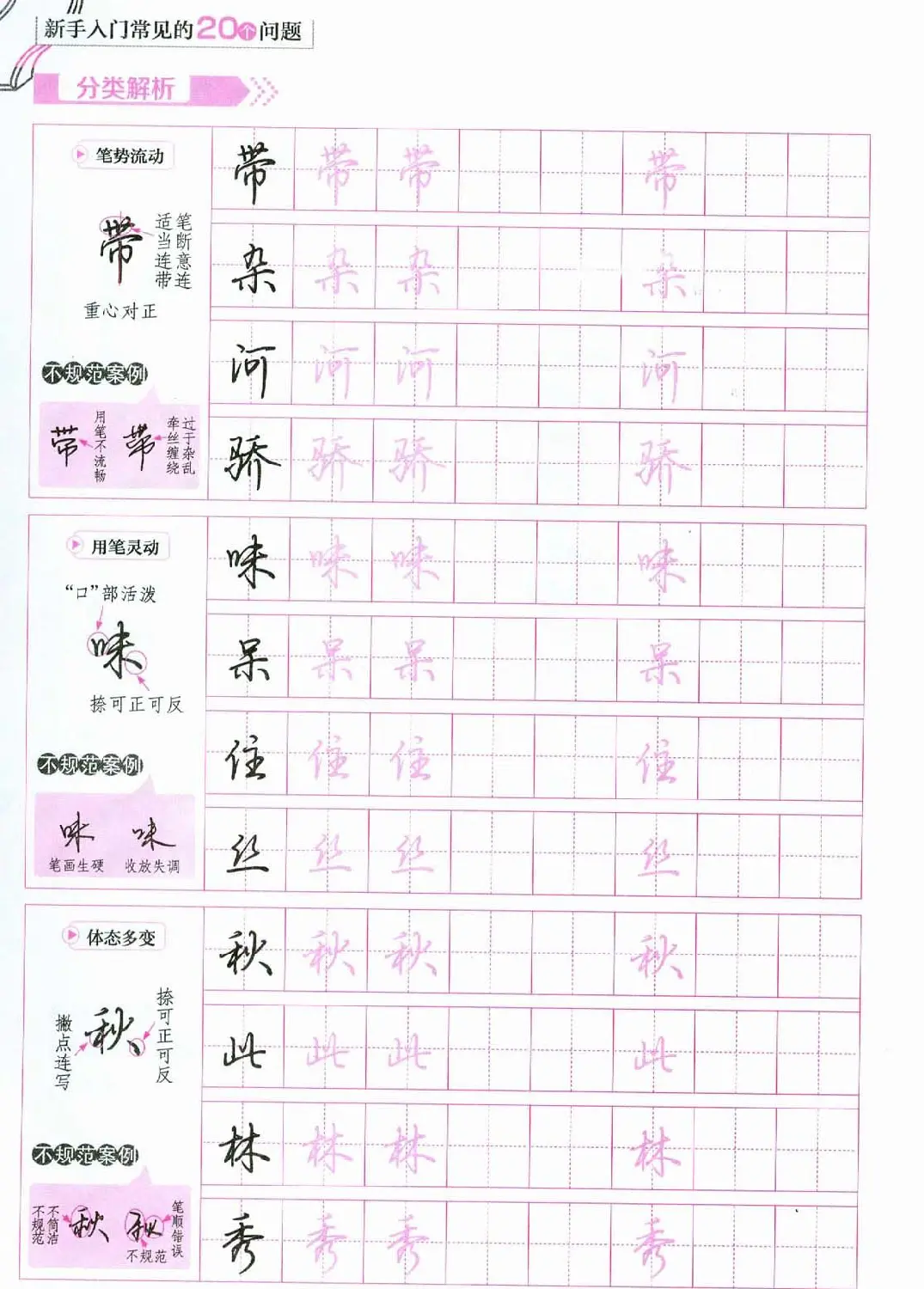 荆霄鹏硬笔行楷字帖《新手入门常见的20个问题》 | 硬笔书法字帖