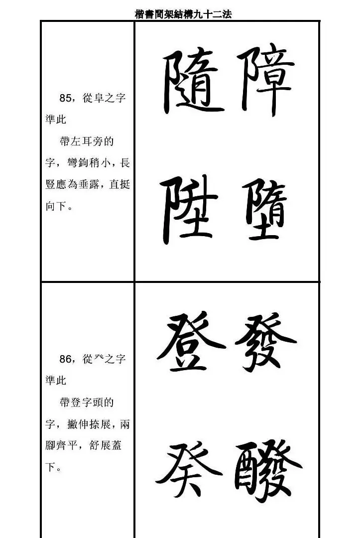 启功字帖楷书间架结构九十二法 | 毛笔楷书字帖