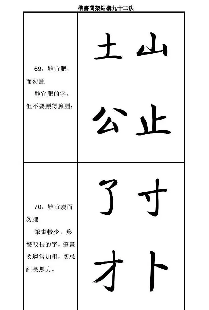 启功字帖楷书间架结构九十二法 | 毛笔楷书字帖