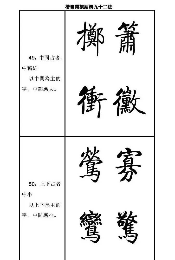 启功字帖楷书间架结构九十二法 | 毛笔楷书字帖