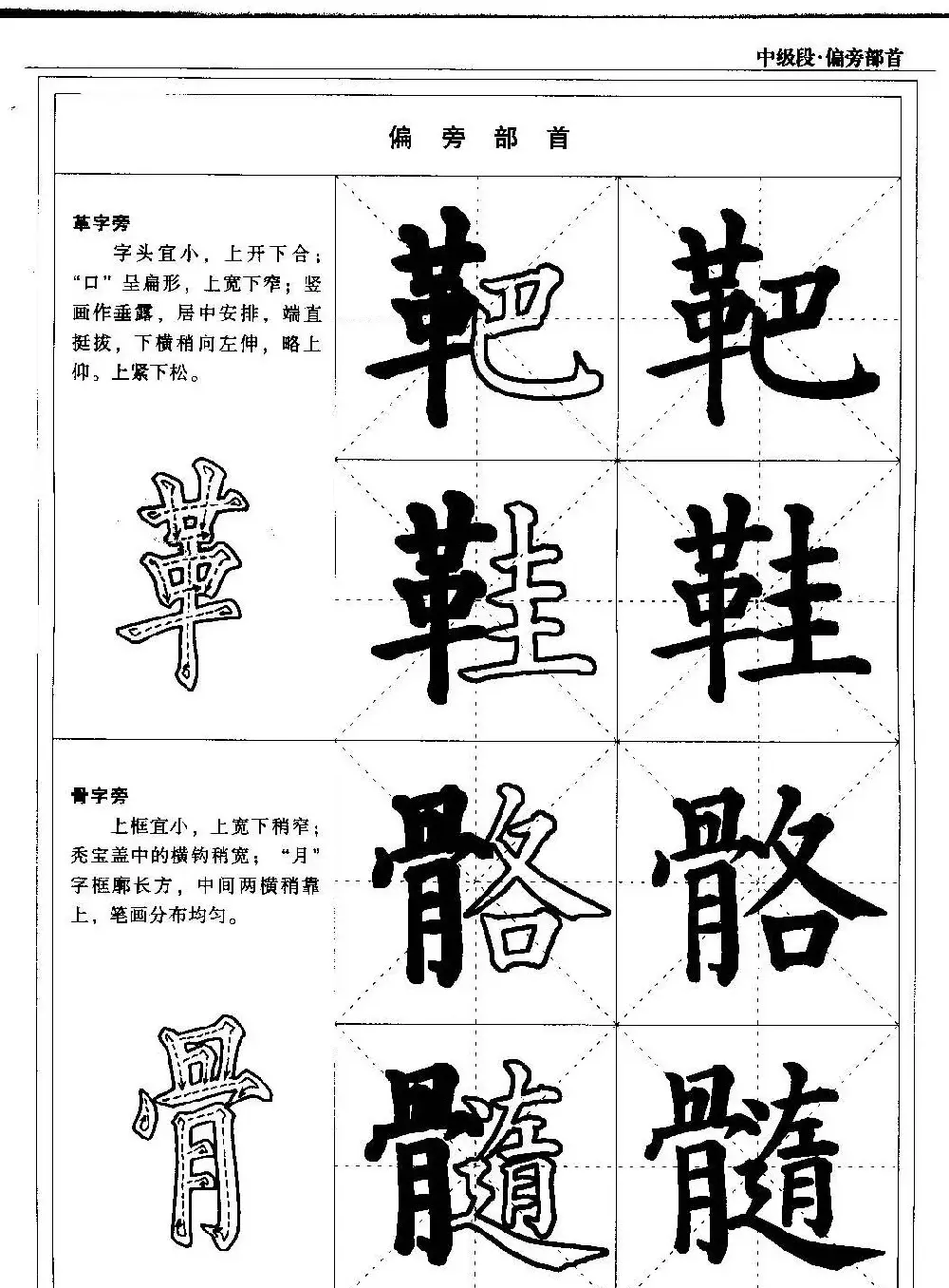 书法段位评比指导教材《毛笔楷书实用教程-偏旁部首》 | 软笔楷书字帖