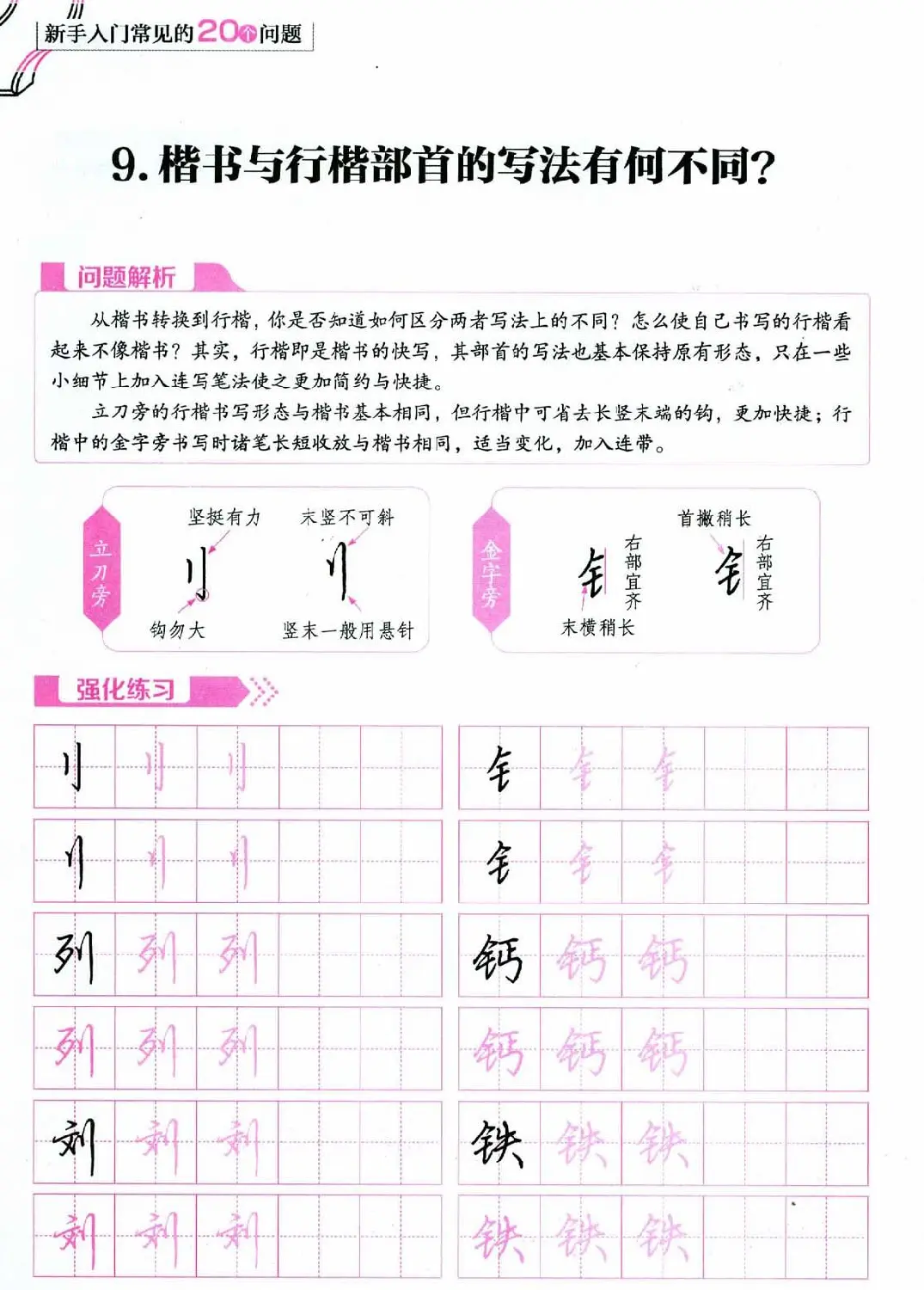 荆霄鹏硬笔行楷字帖《新手入门常见的20个问题》 | 硬笔书法字帖