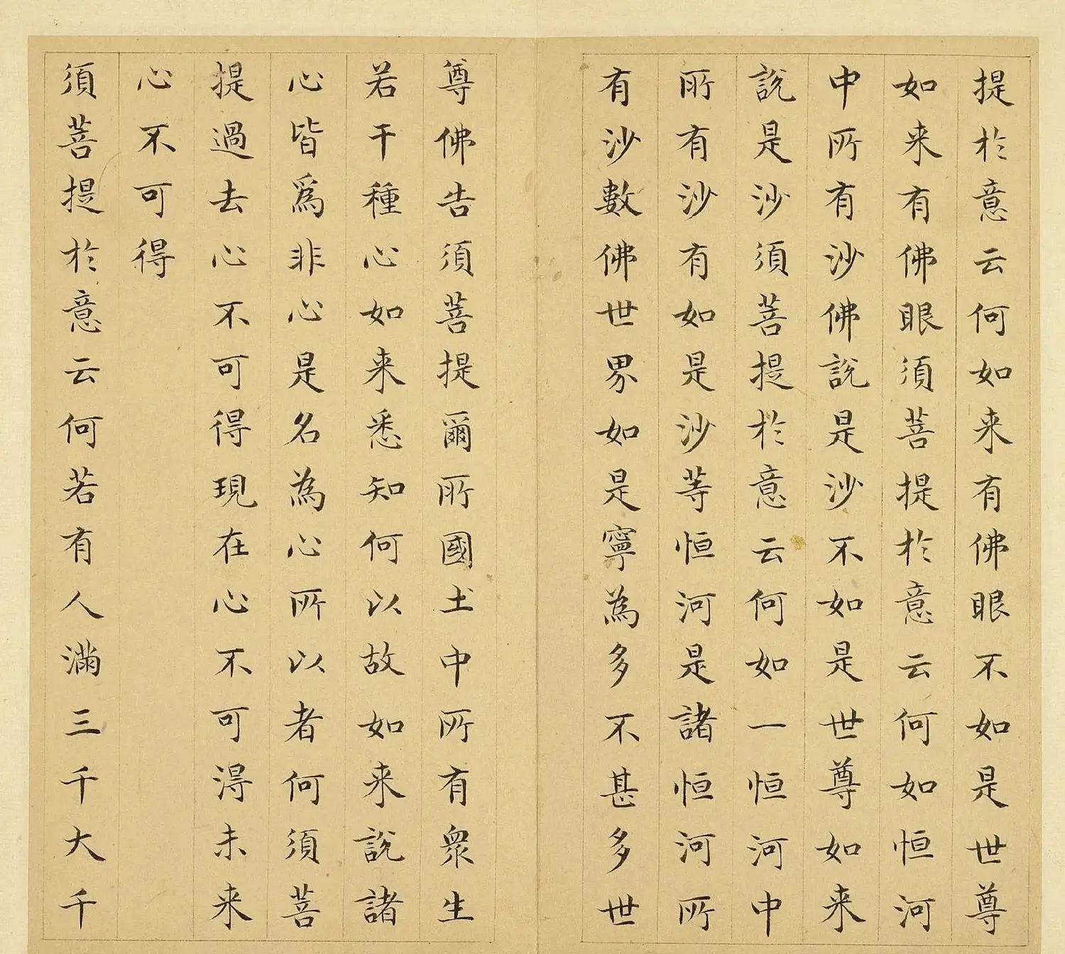 明代文震孟楷书《金刚般若波罗蜜经》册 | 软笔书法作品